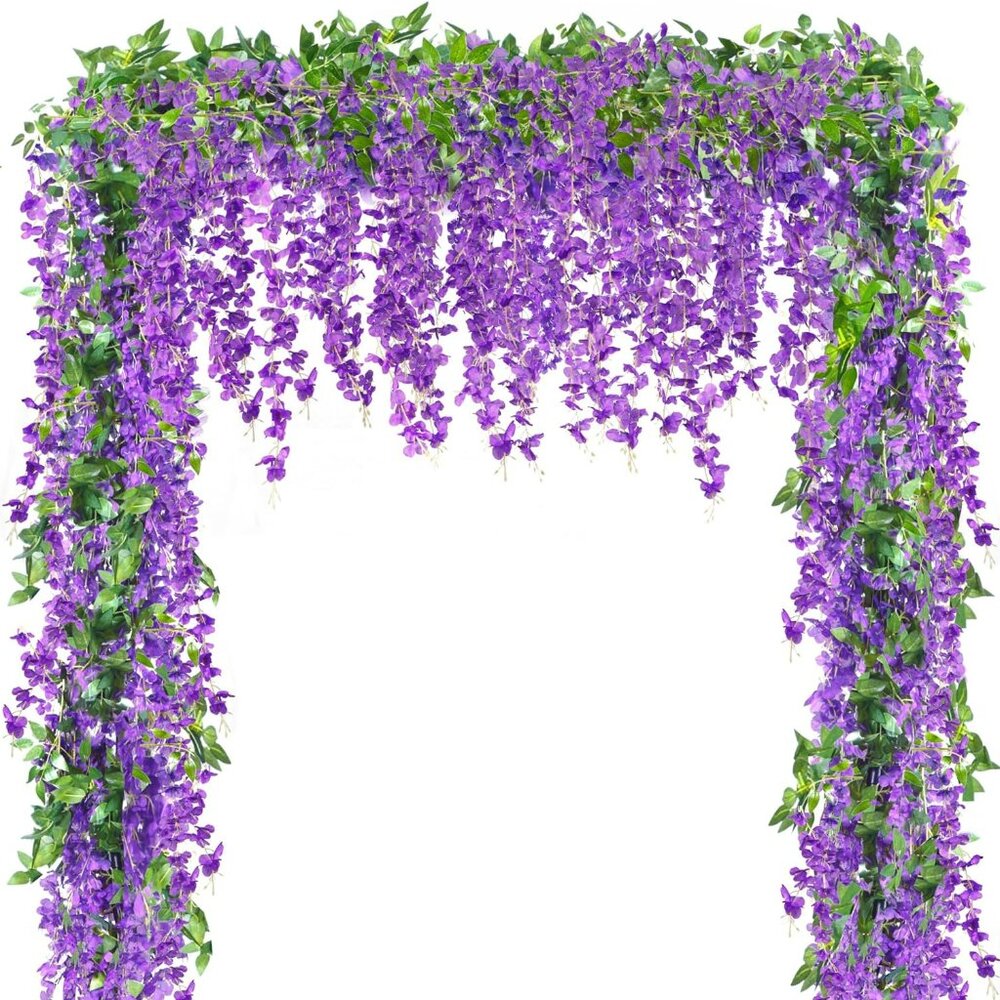 6Pcs Wisteria Garland Artificial Flowers Garland Fake Hanging Wisteria Vines Rat